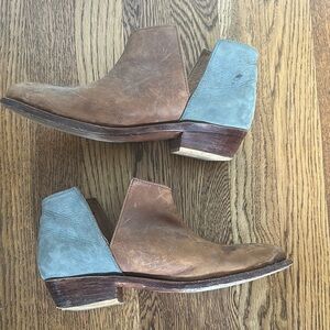 Women’s Brown and Gray Leather Ankle Boots